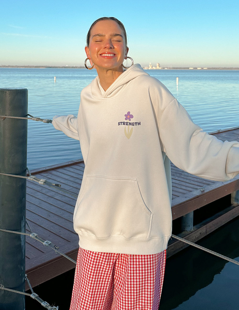 Floral Unisex Hoodie Nimbus Cloud My Strength