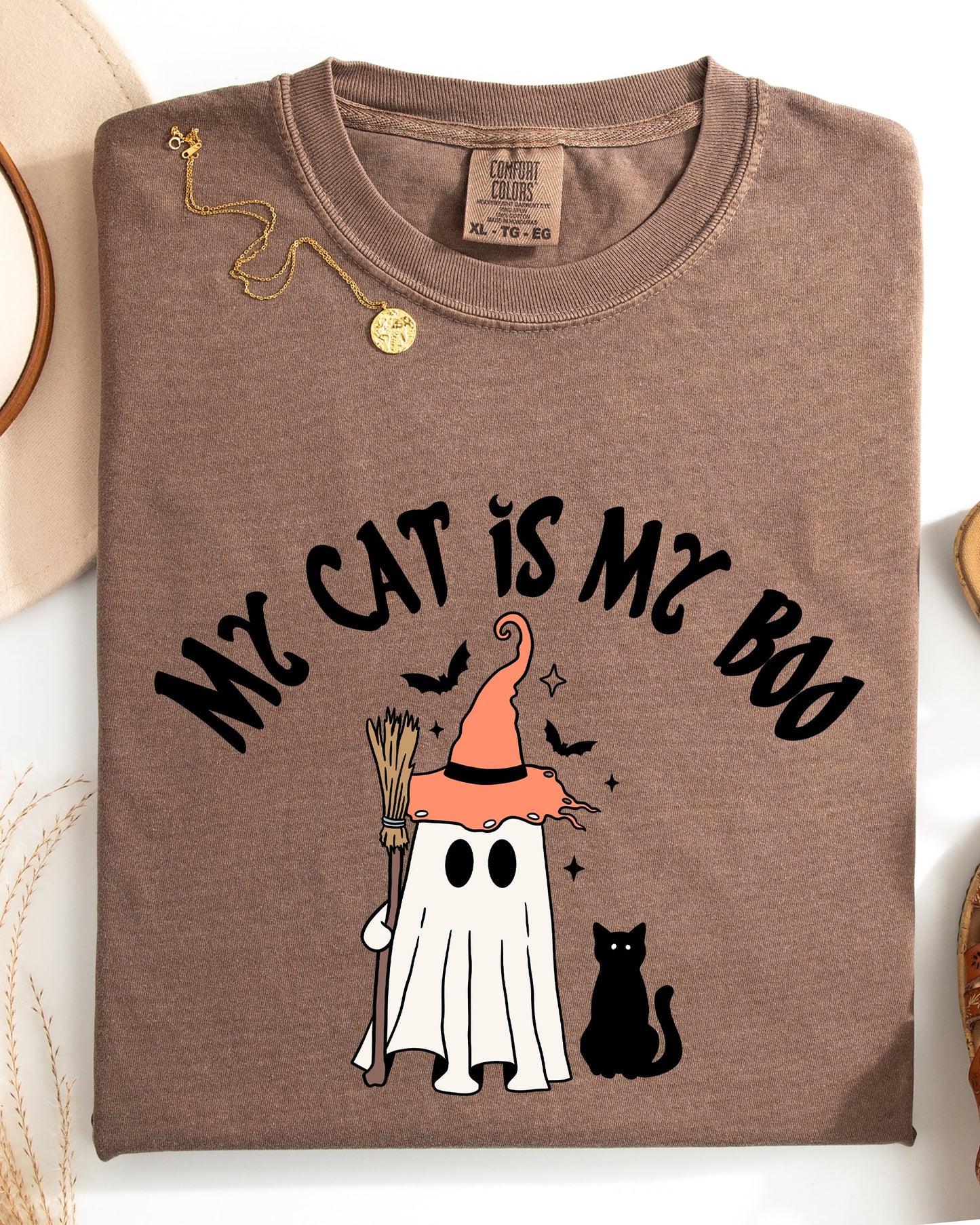 My Cat Is My Boo, Halloween, Ghost, Cute, Witch, Trick Or Treat, Bats Shirt Comfort Colors T-Shirt