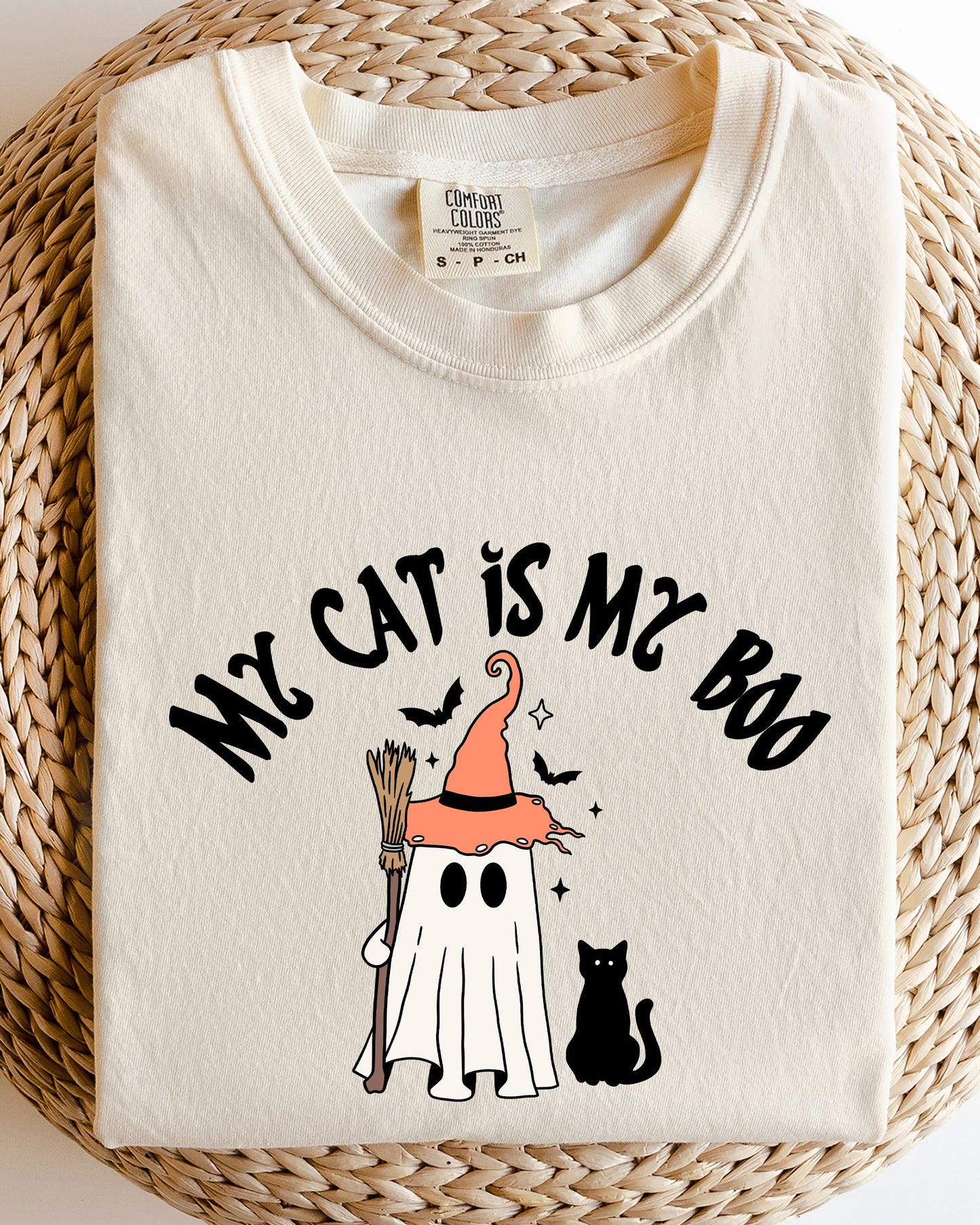 My Cat Is My Boo, Halloween, Ghost, Cute, Witch, Trick Or Treat, Bats Shirt Comfort Colors T-Shirt