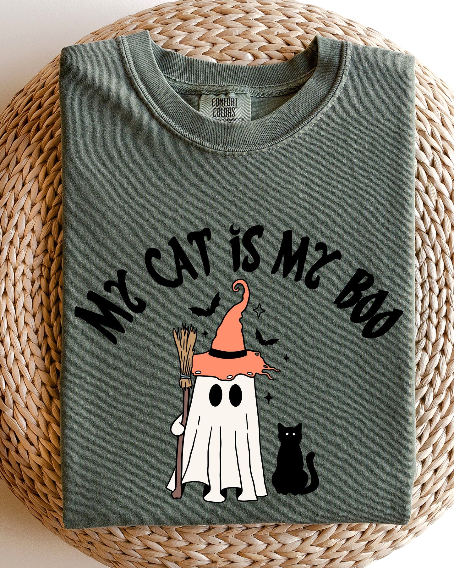 My Cat Is My Boo, Halloween, Ghost, Cute, Witch, Trick Or Treat, Bats Shirt Comfort Colors T-Shirt