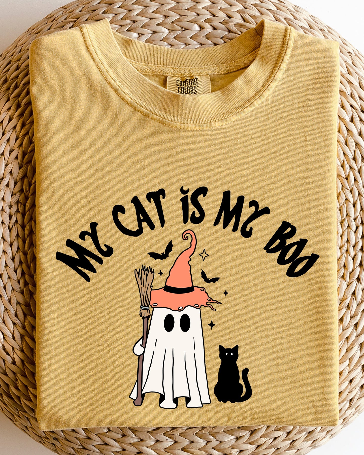 My Cat Is My Boo, Halloween, Ghost, Cute, Witch, Trick Or Treat, Bats Shirt Comfort Colors T-Shirt