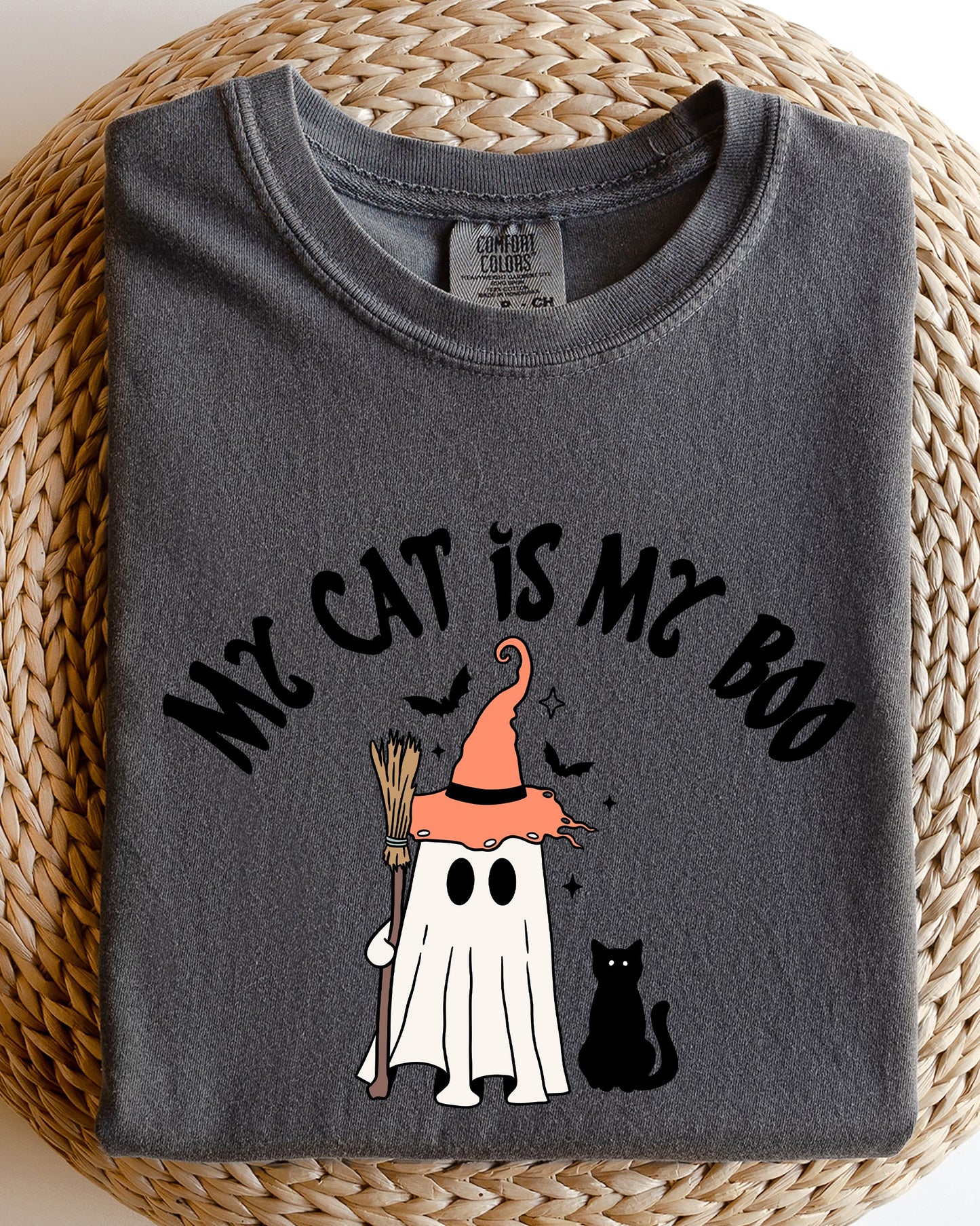 My Cat Is My Boo, Halloween, Ghost, Cute, Witch, Trick Or Treat, Bats Shirt Comfort Colors T-Shirt