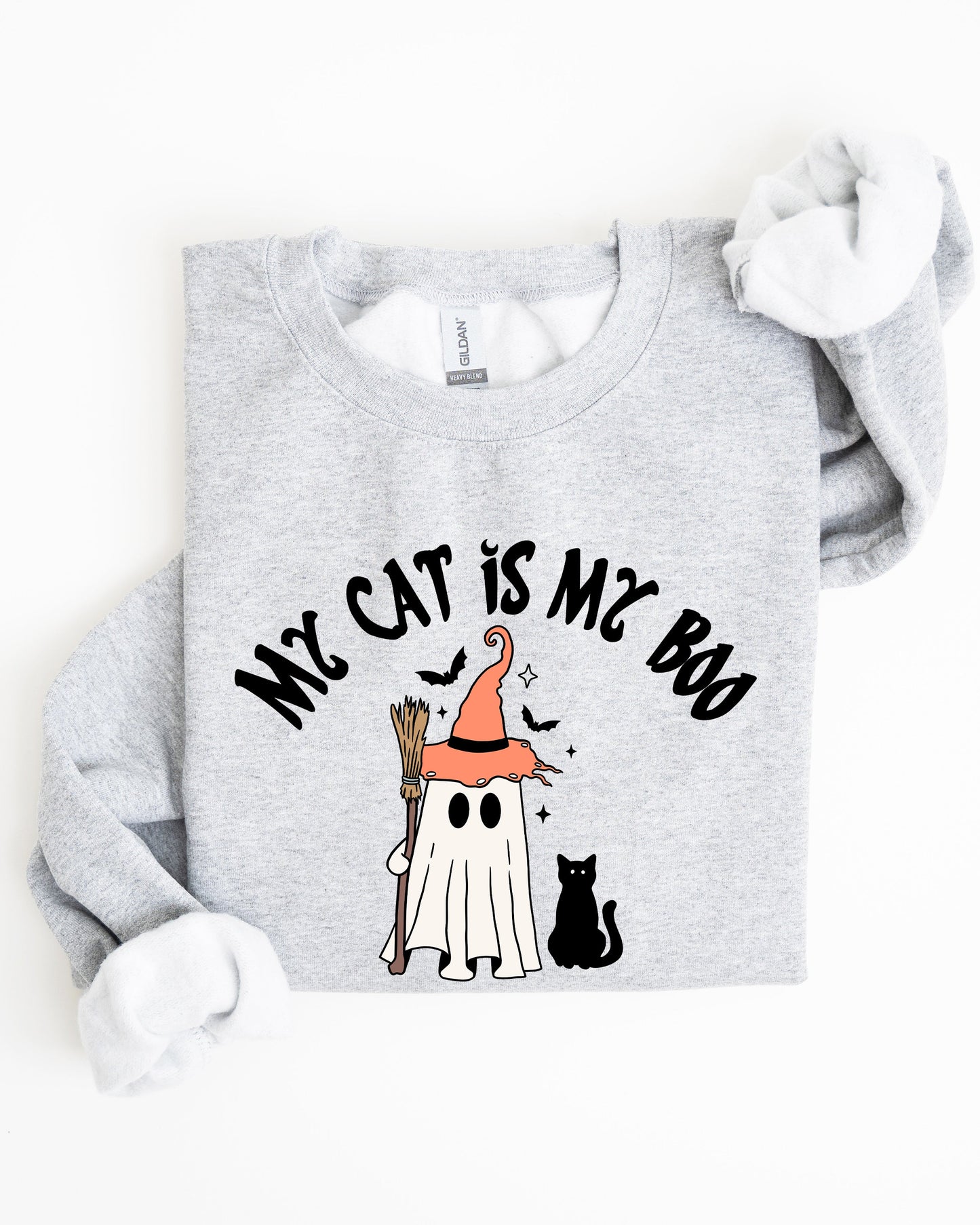 My Cat Is My Boo, Halloween, Ghost, Cute, Witch, Trick Or Treat, Bats Sweatshirt