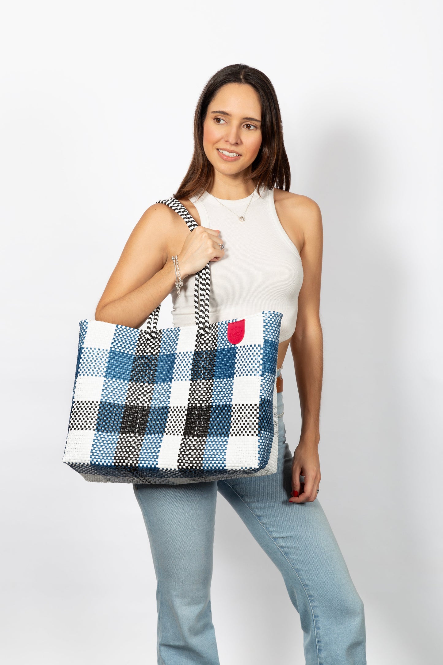 Woven Super Tote Water-Resistant Beach Bag Mykonos