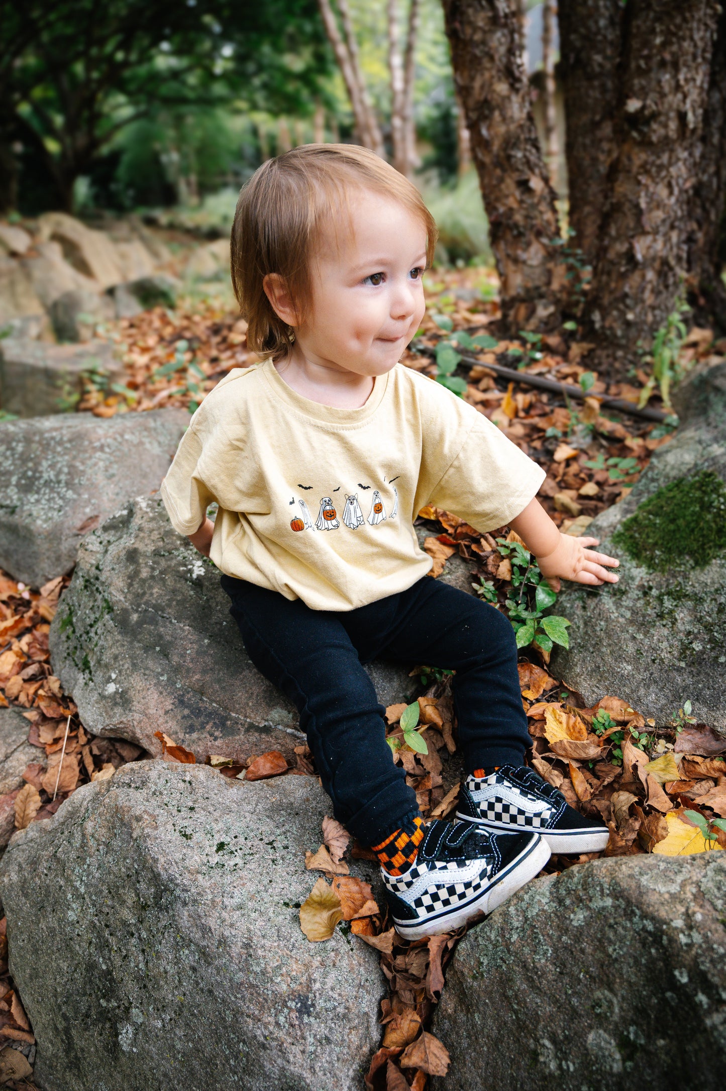 Halloween Ghost Dogs Oversized T-Shirt Romper Little Joy Co.