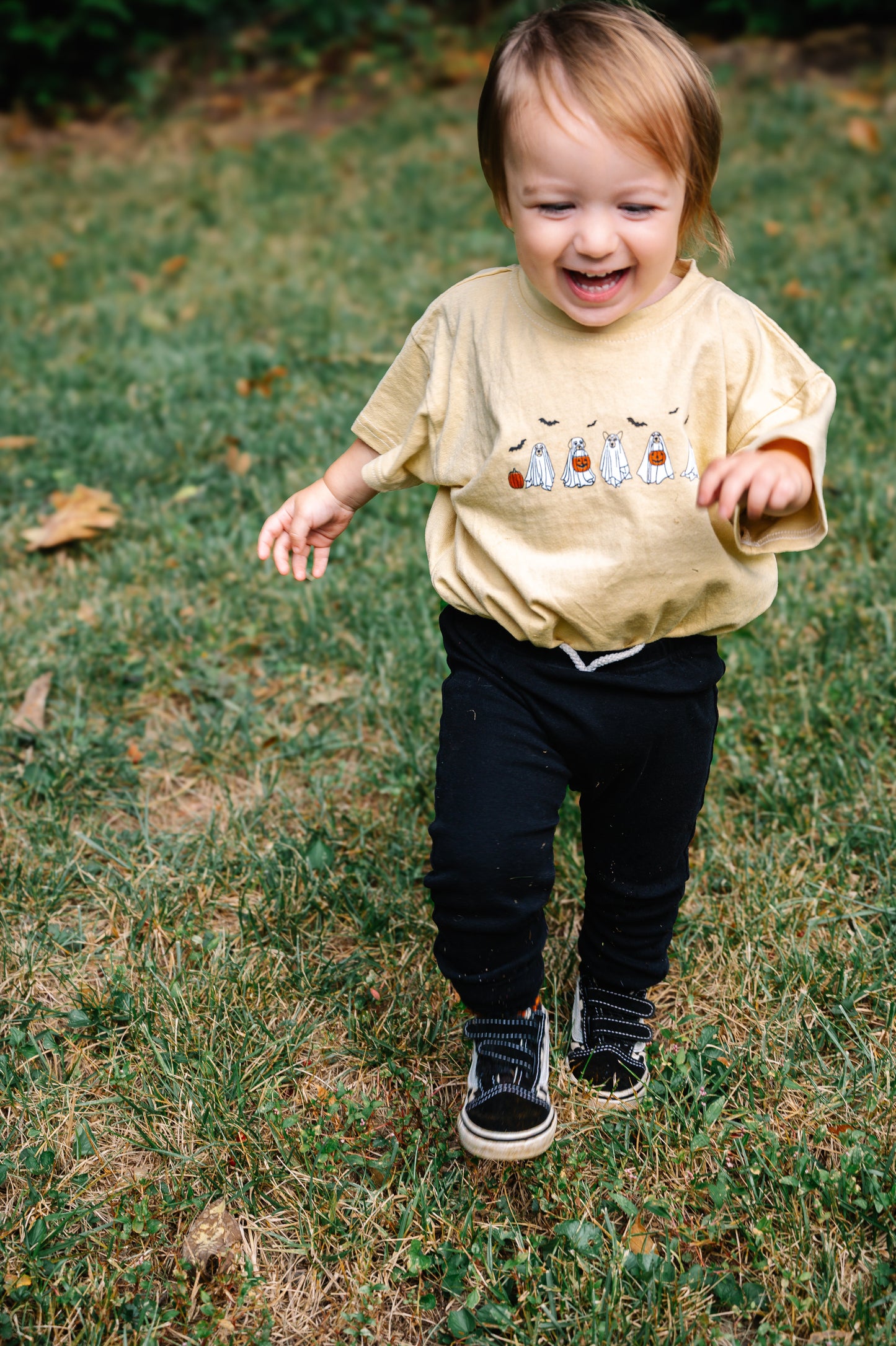 Halloween Ghost Dogs Oversized T-Shirt Romper Little Joy Co.