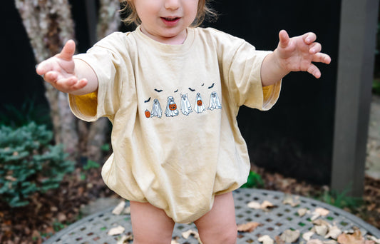 Halloween Ghost Dogs Oversized T-Shirt Romper Little Joy Co.