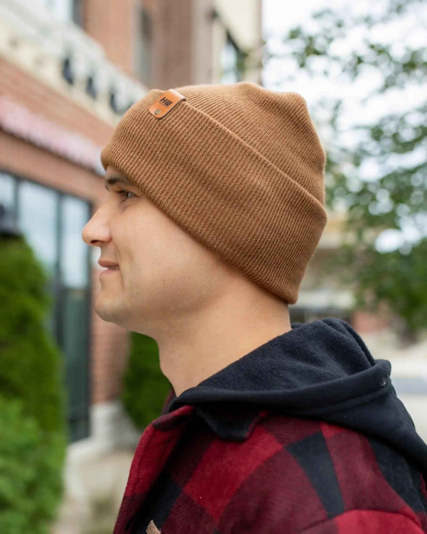 NEW HAAKWEAR H-Stitch Cuffed Beanie - Patented Design, Made in USA - Camel Brown