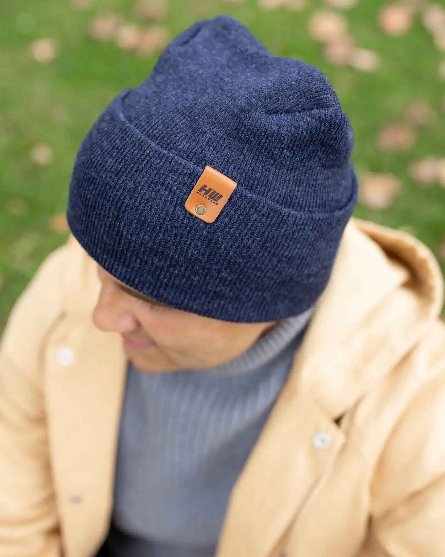 NEW HAAKWEAR H-Stitch Cuffed Beanie - Designed and Made in USA (Patented Design) - Denim Blue