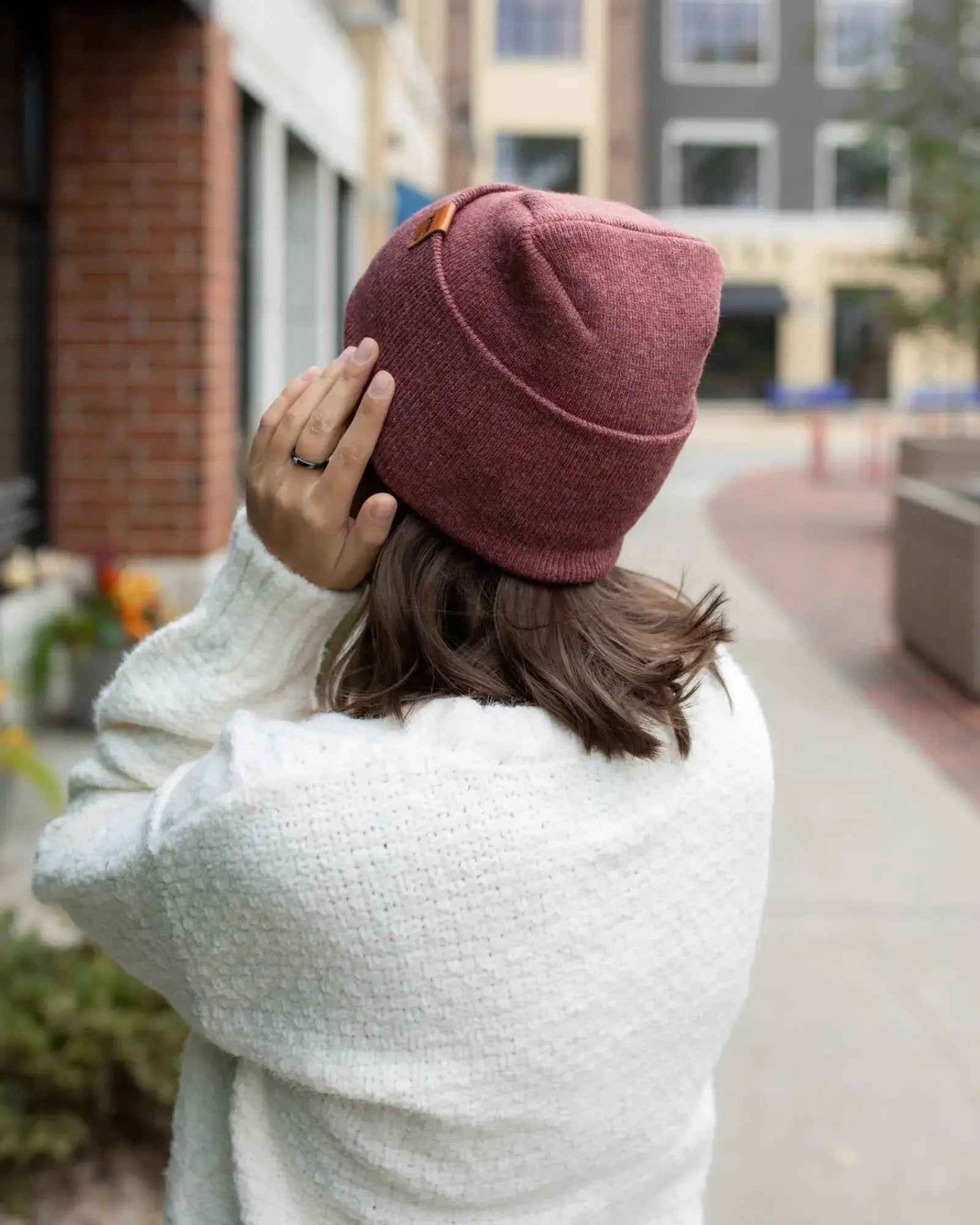 NEW HAAKWEAR H-Stitch Cuffed Beanie - Designed and Made in USA (Patented Design) - Rusty Burgundy
