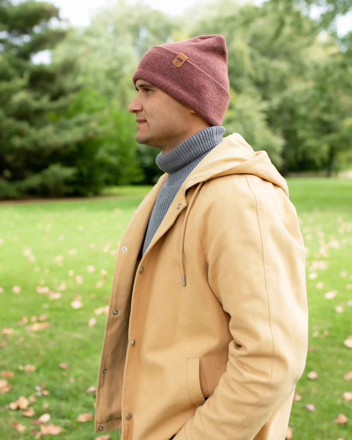 NEW HAAKWEAR H-Stitch Cuffed Beanie - Designed and Made in USA (Patented Design) - Rusty Burgundy