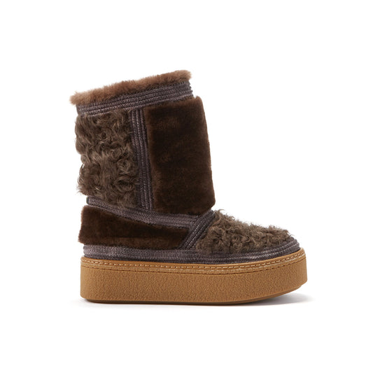 Sheepskin Cold Weather Range Mixed Texture with Nordic Braid Trims NJORDE BURNT