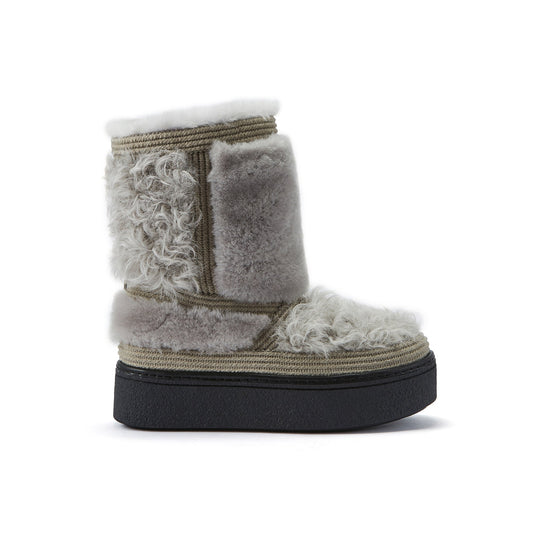 Ice Gray Mixed Texture Sheepskin Cold Weather Footwear NJORDE