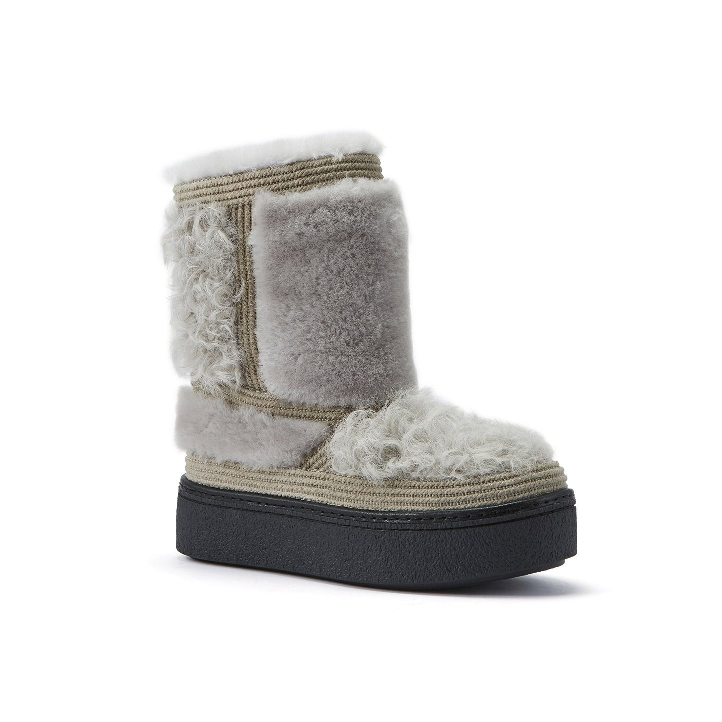 Ice Gray Mixed Texture Sheepskin Cold Weather Footwear NJORDE