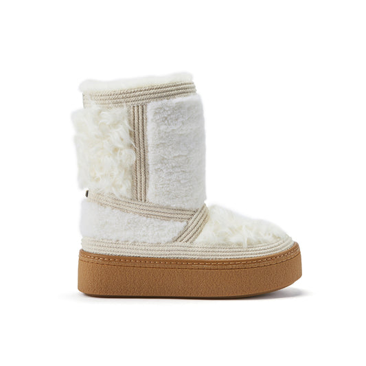 NJORDE White Mixed Texture Sheepskin Cold Weather Boots Australia Luxe Collective