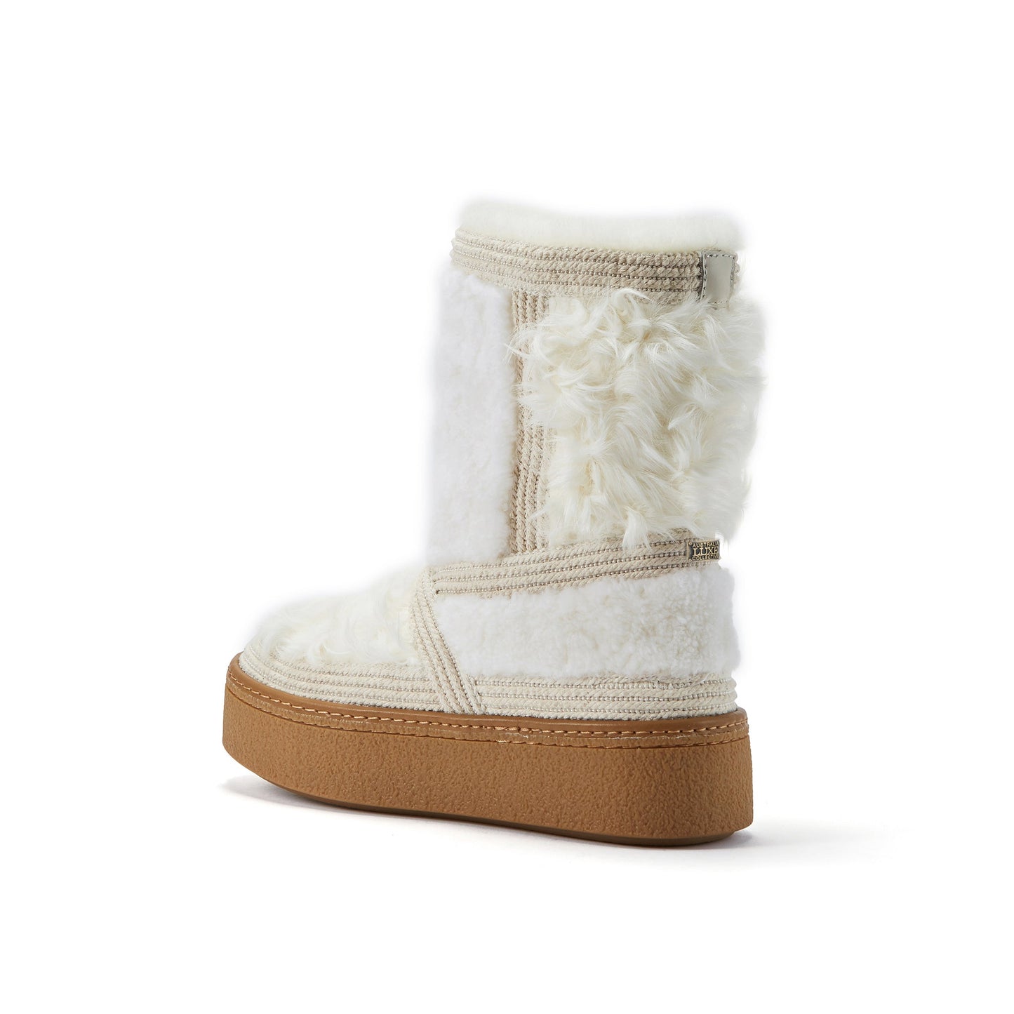 NJORDE White Mixed Texture Sheepskin Cold Weather Boots Australia Luxe Collective