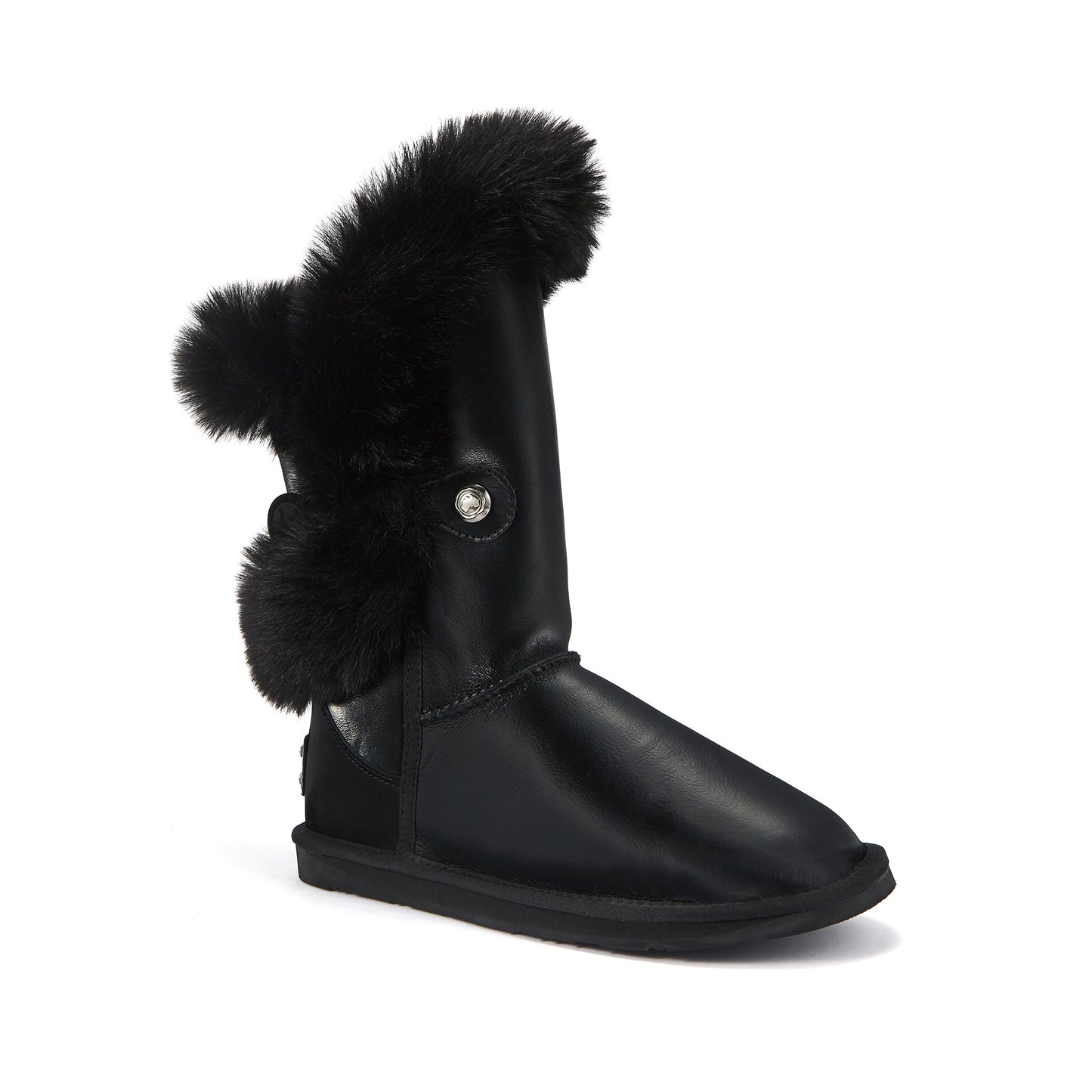 Nordic Short Satin Black Mid Calf Winter Boots Australia Luxe Collective
