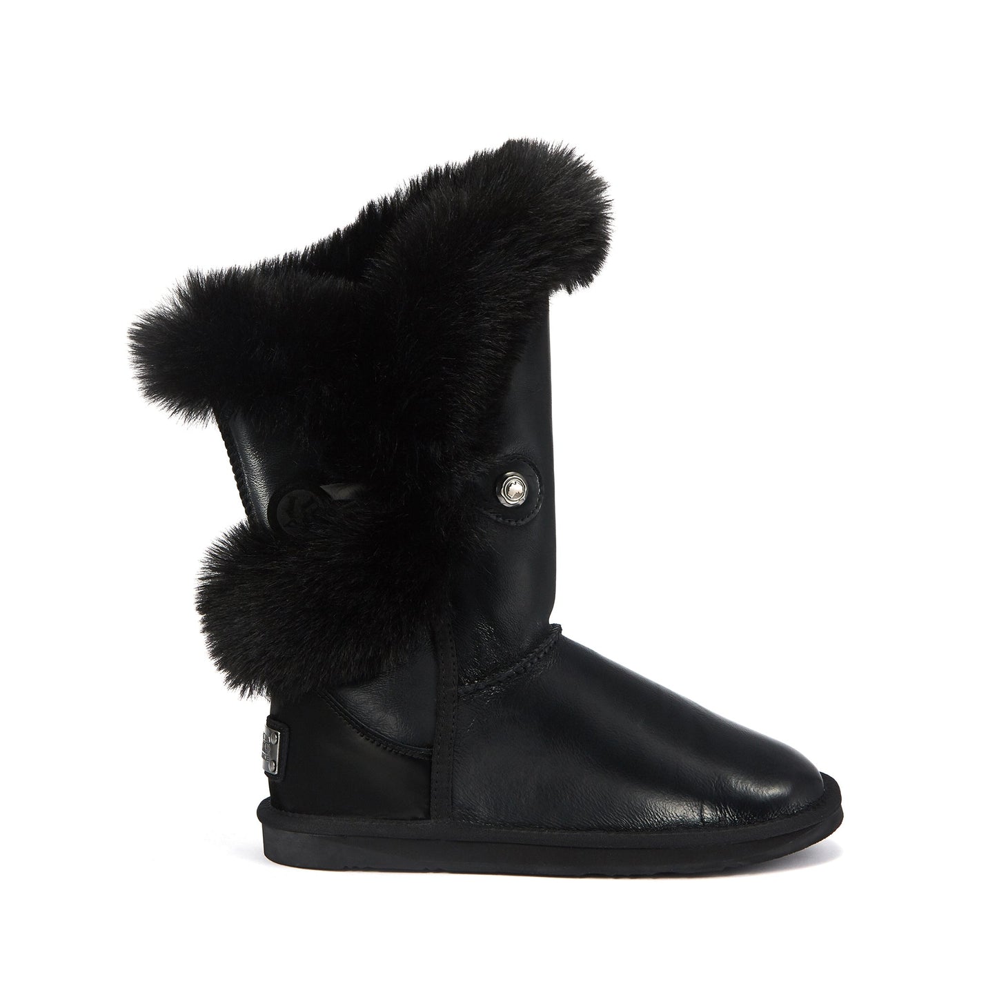Nordic Short Satin Black Mid Calf Winter Boots Australia Luxe Collective