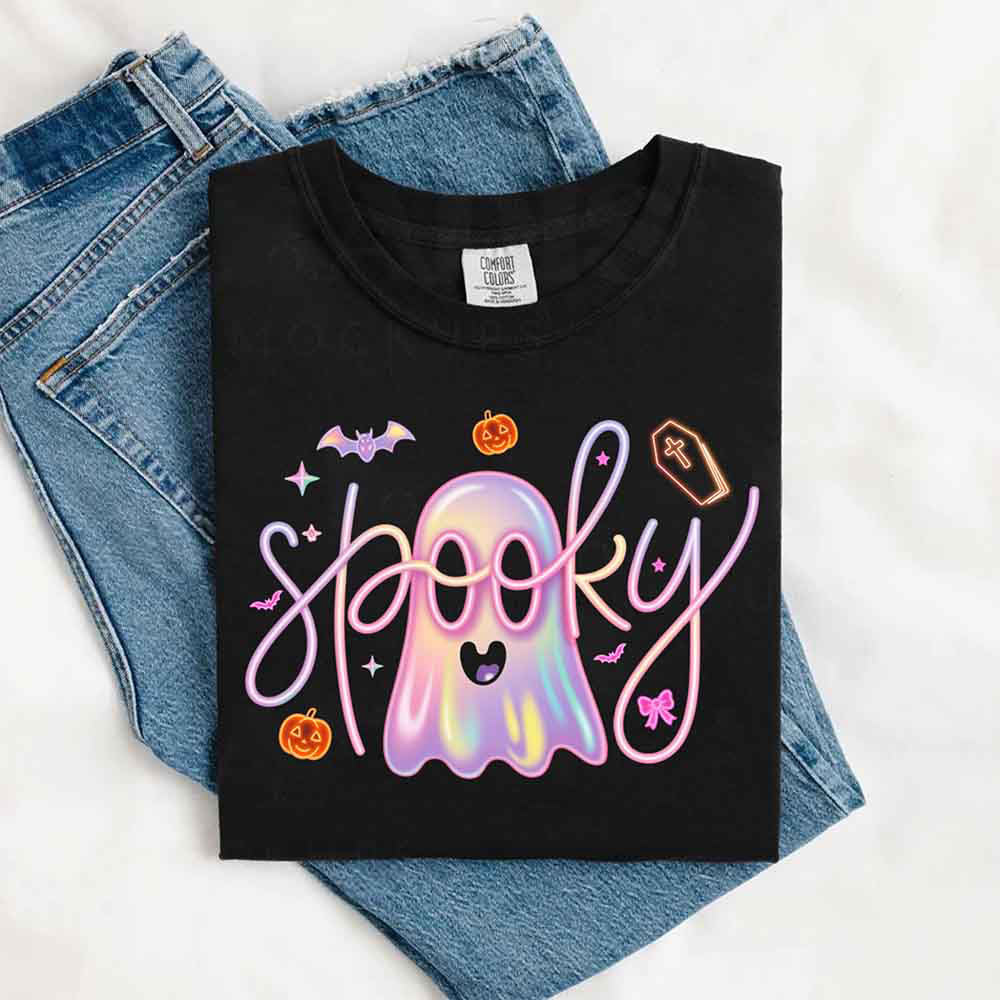 Neon Spooky Ghost Comfort Colors T-Shirt