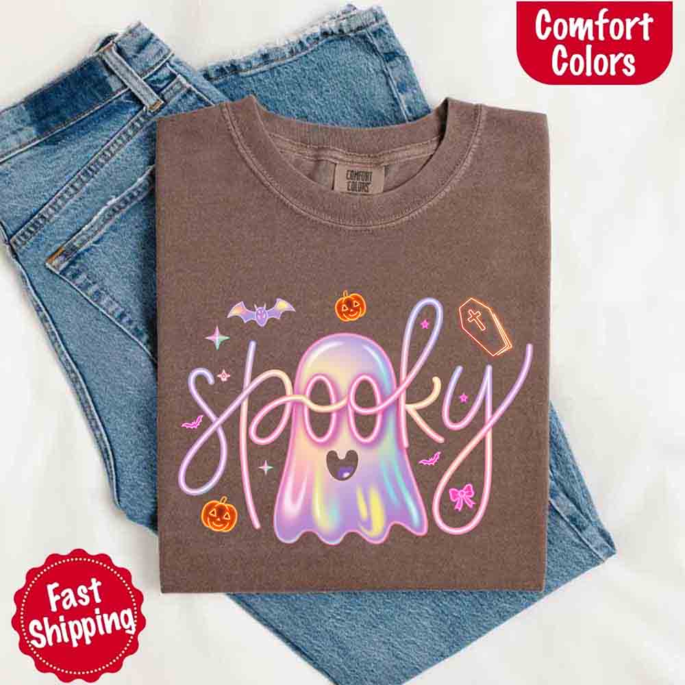 Neon Spooky Ghost Comfort Colors T-Shirt