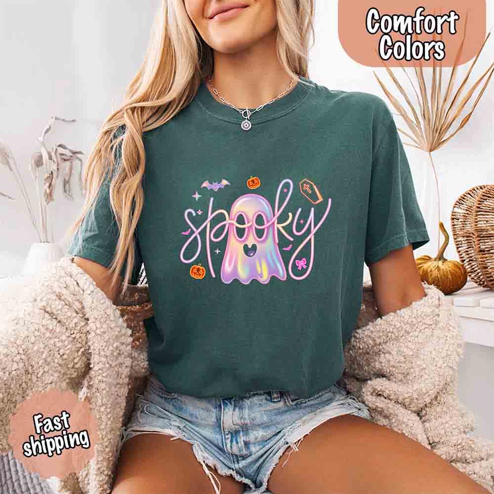 Neon Spooky Ghost Comfort Colors T-Shirt