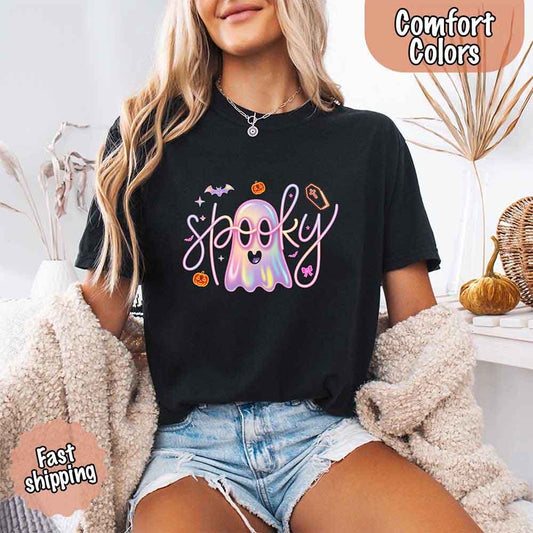 Neon Spooky Ghost Comfort Colors T-Shirt