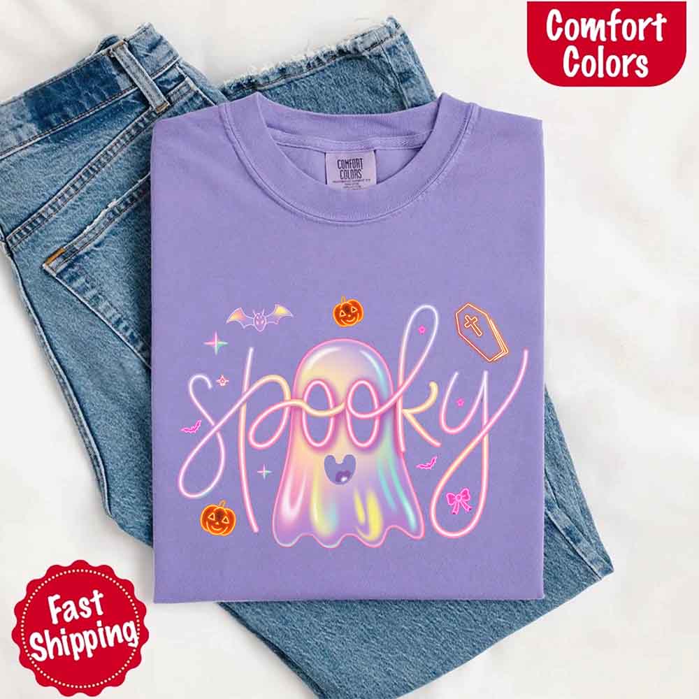 Neon Spooky Ghost Comfort Colors T-Shirt