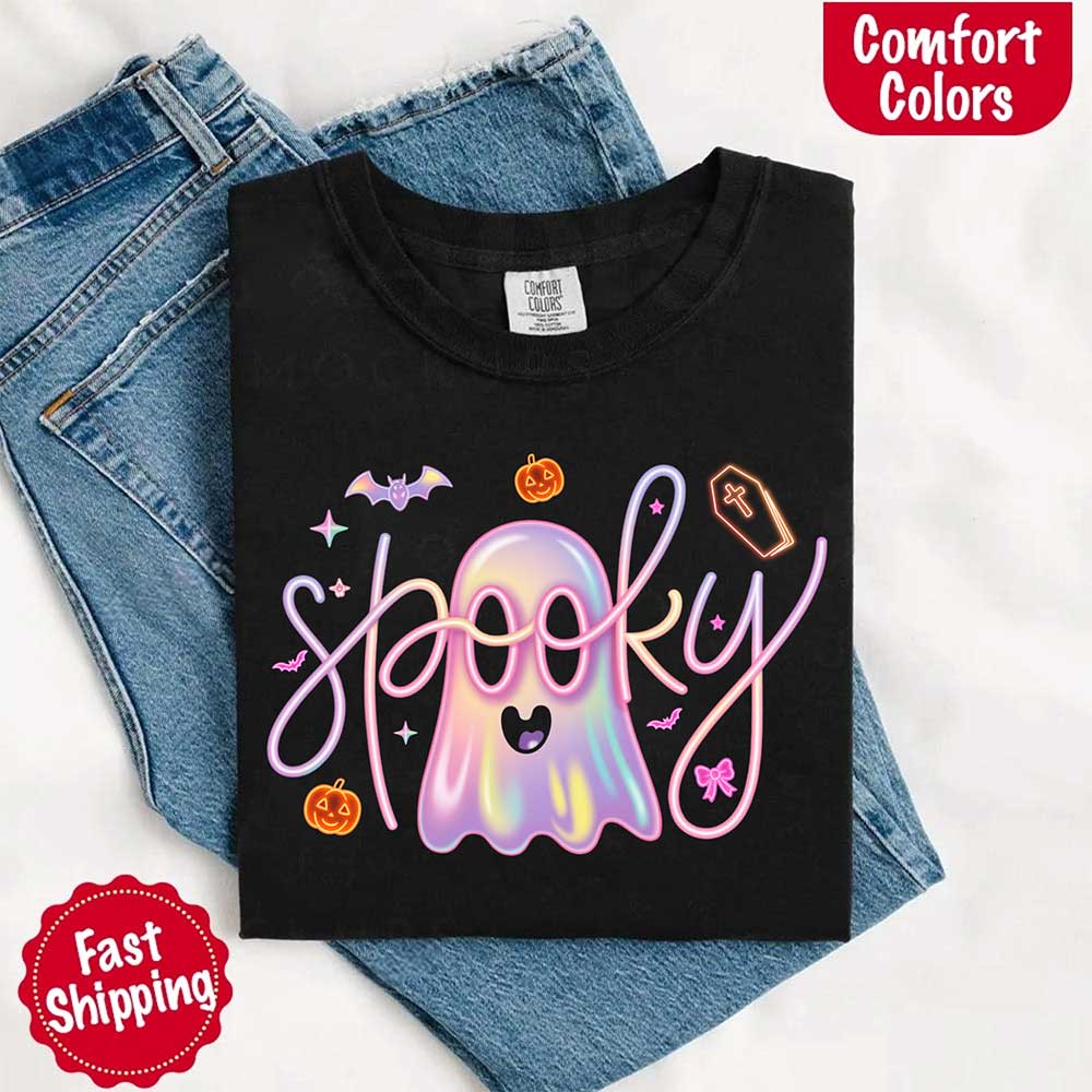 Neon Spooky Ghost Comfort Colors T-Shirt