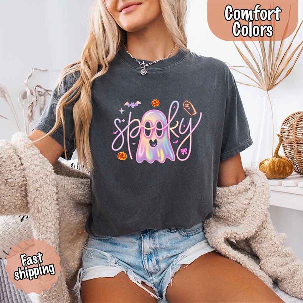 Neon Spooky Ghost Comfort Colors T-Shirt