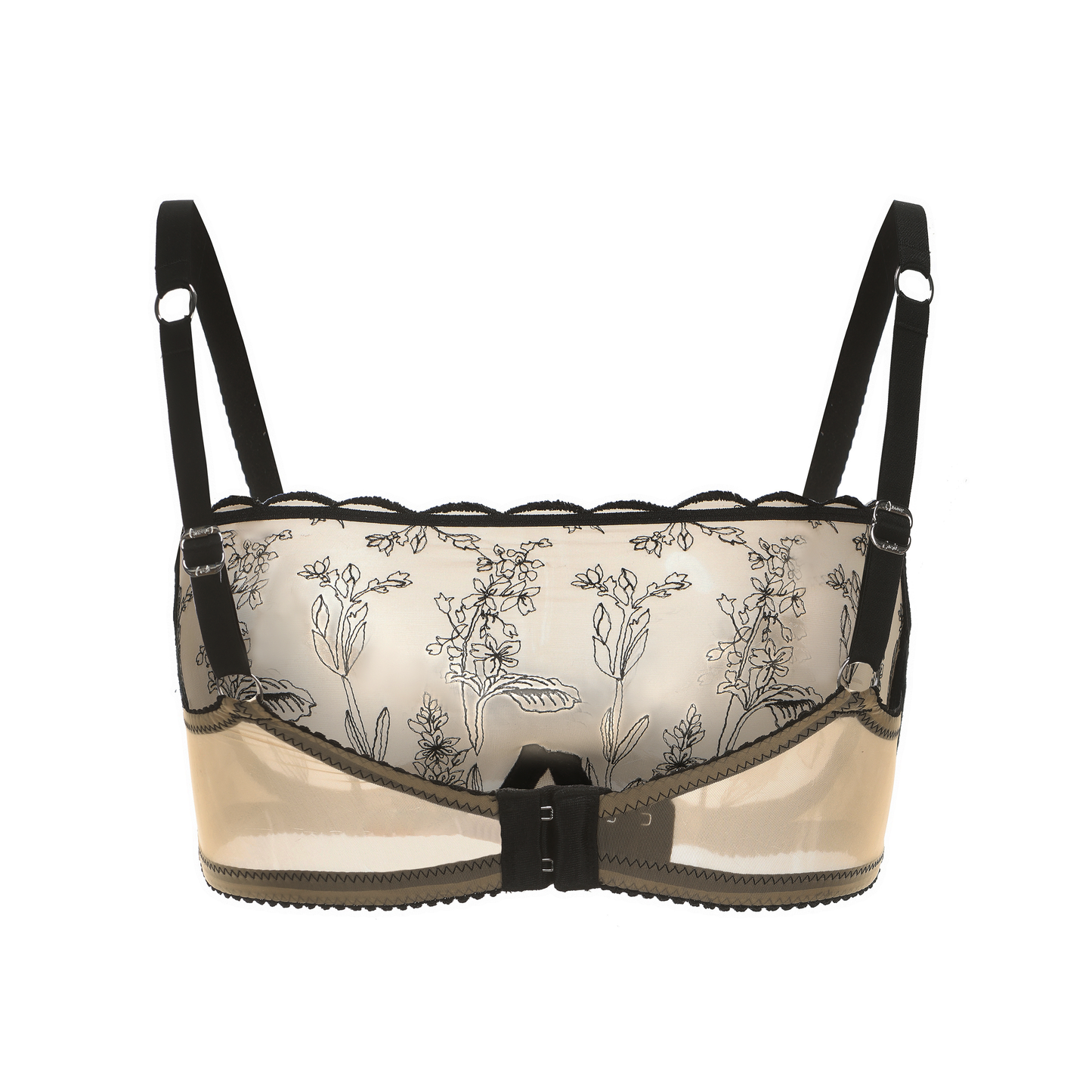 Kim High Neck Floral Embroidered Underwire Bra on Jelly Fabric