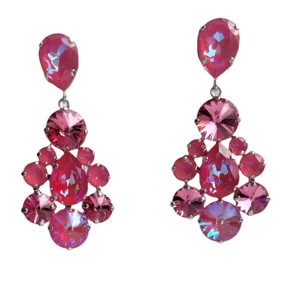 Pink Shimmer Earrings Statement Jewelry Barbie