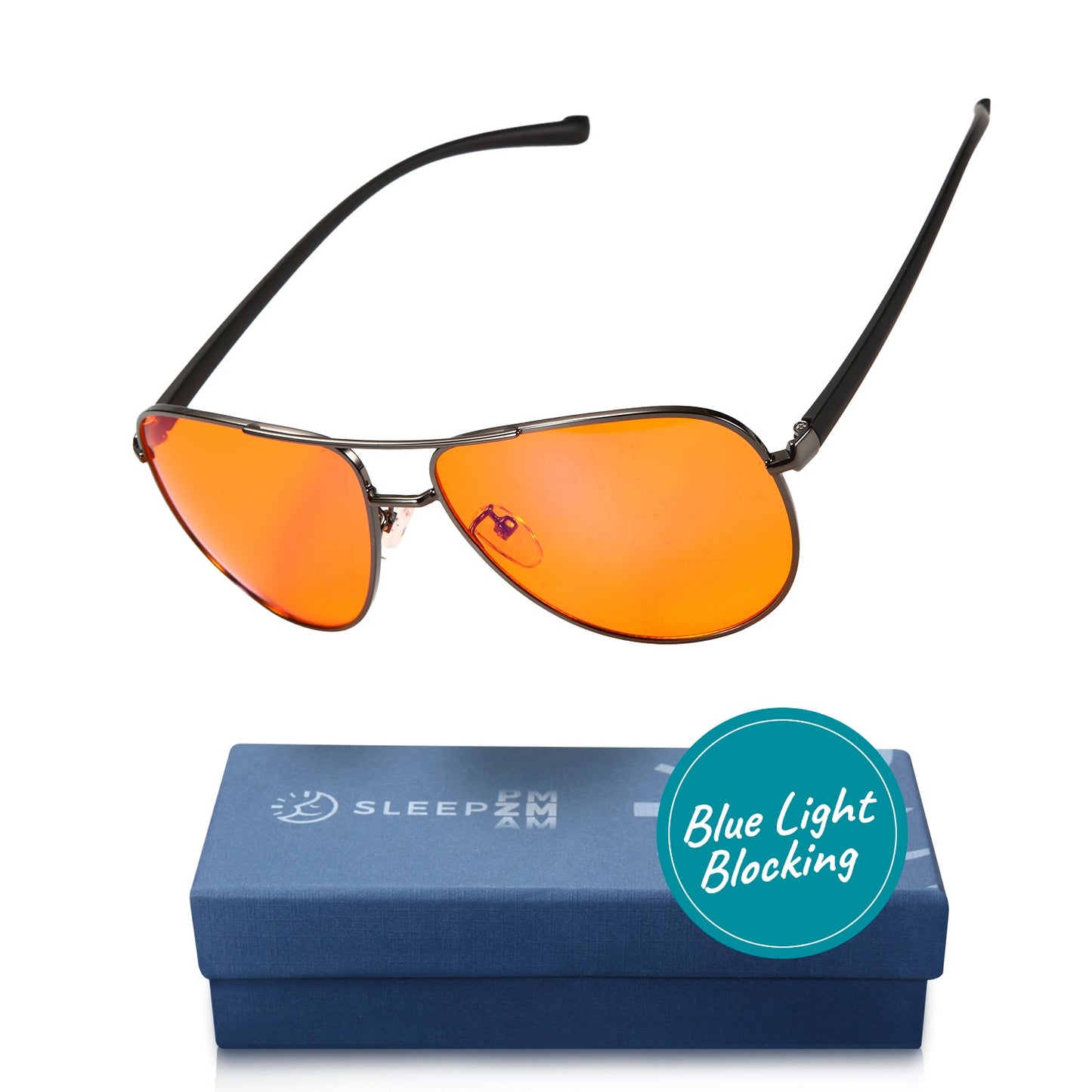Night-Time Aviator Blue Light Glasses Black Silver