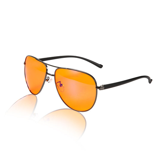 Night-Time Aviator Blue Light Glasses Black Silver