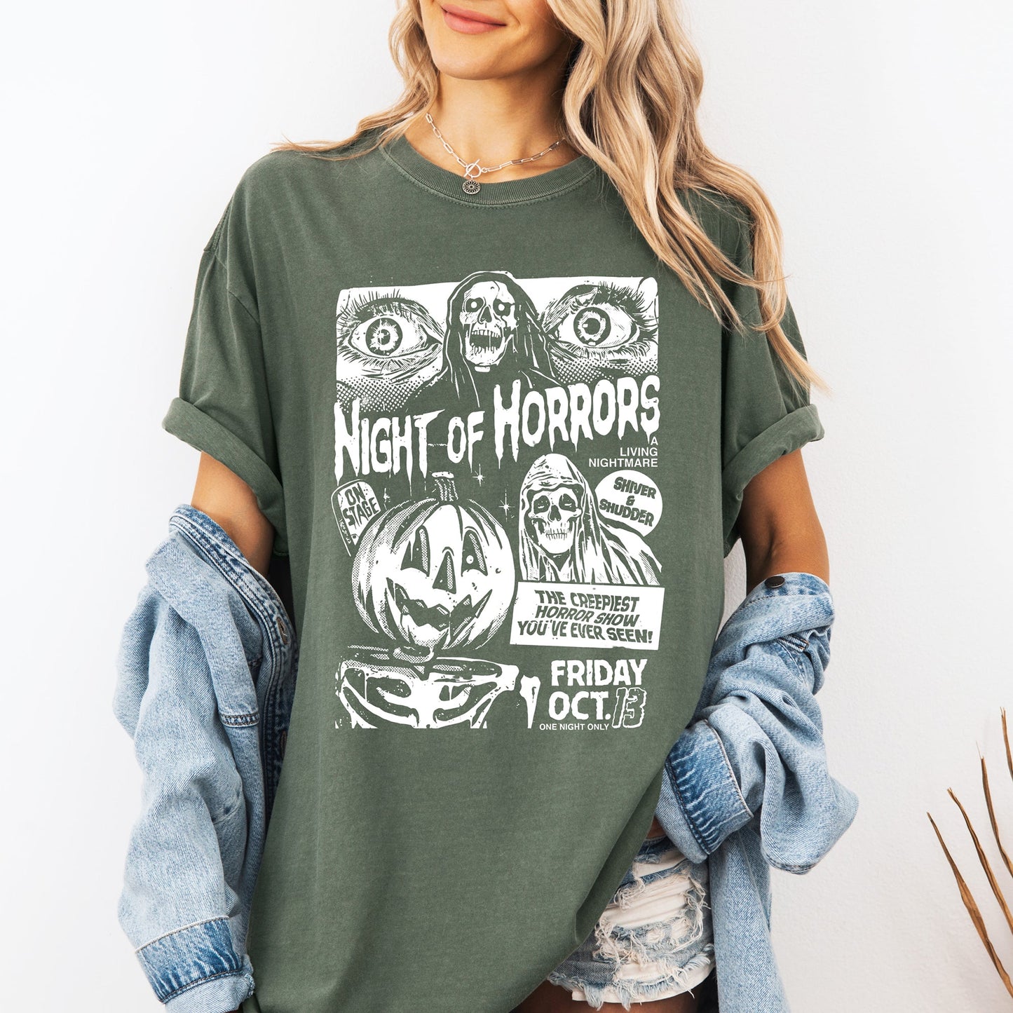 Night of Horrors, Halloween, Spooky, Scary, Witch, Comfort Colors T-Shirt