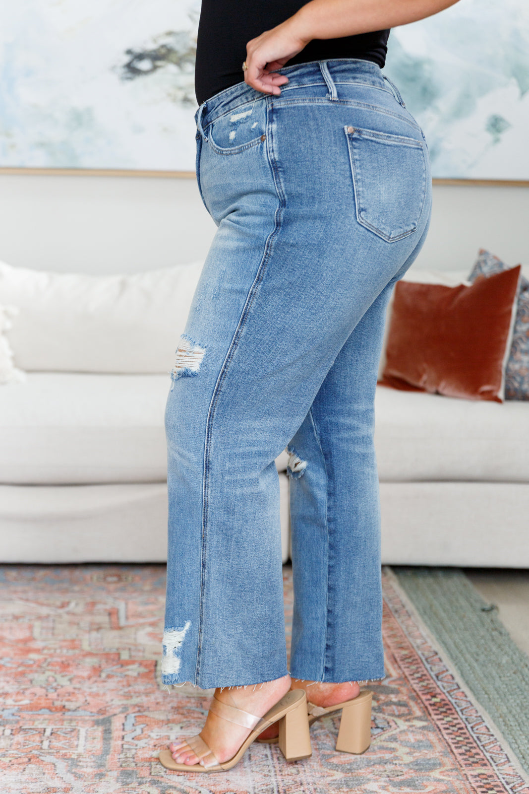 Nora High Rise Rigid Magic Destroy Slim Straight Jeans Judy Blue