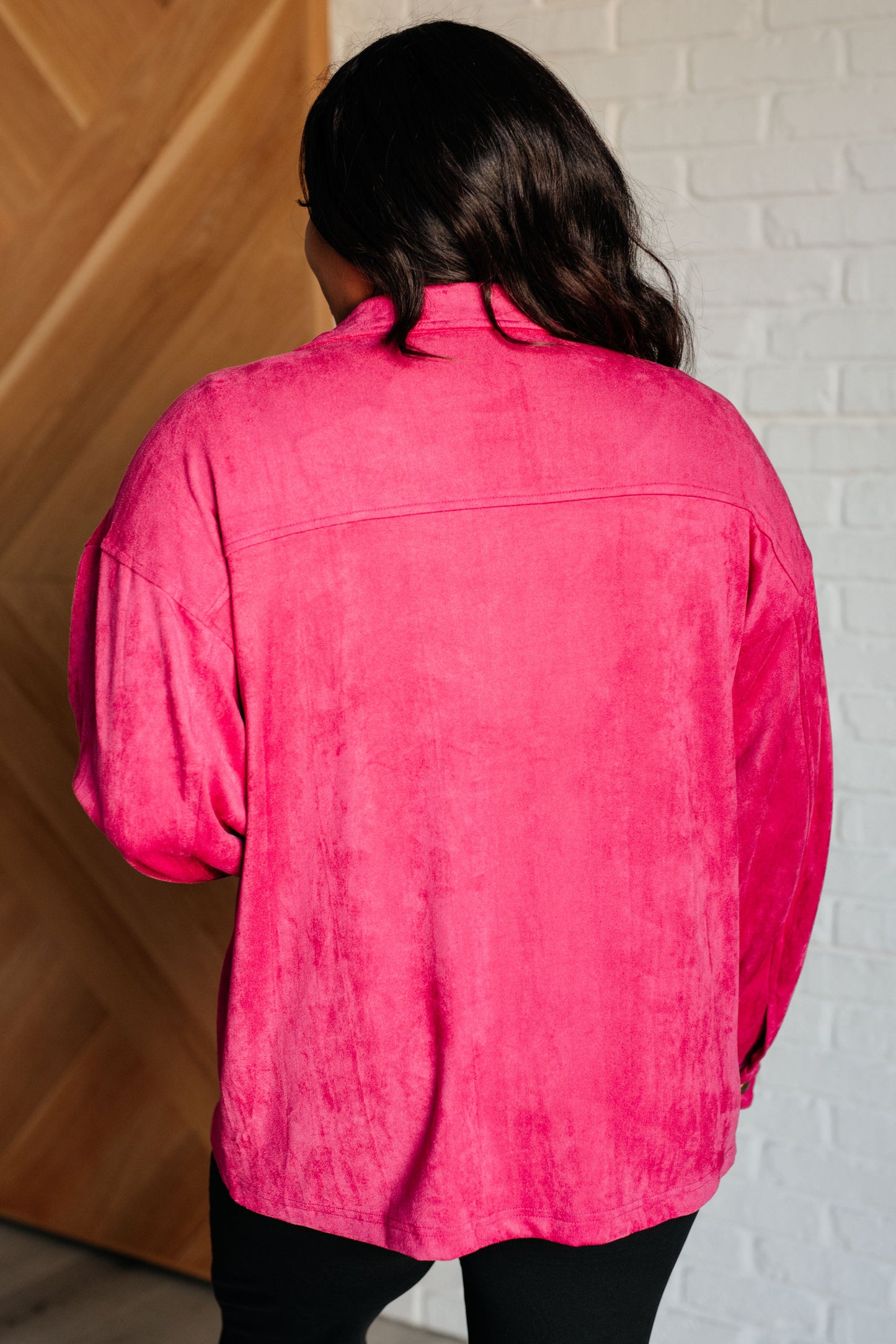 Nothing's More Amazing Faux Suede Button Down Shirt