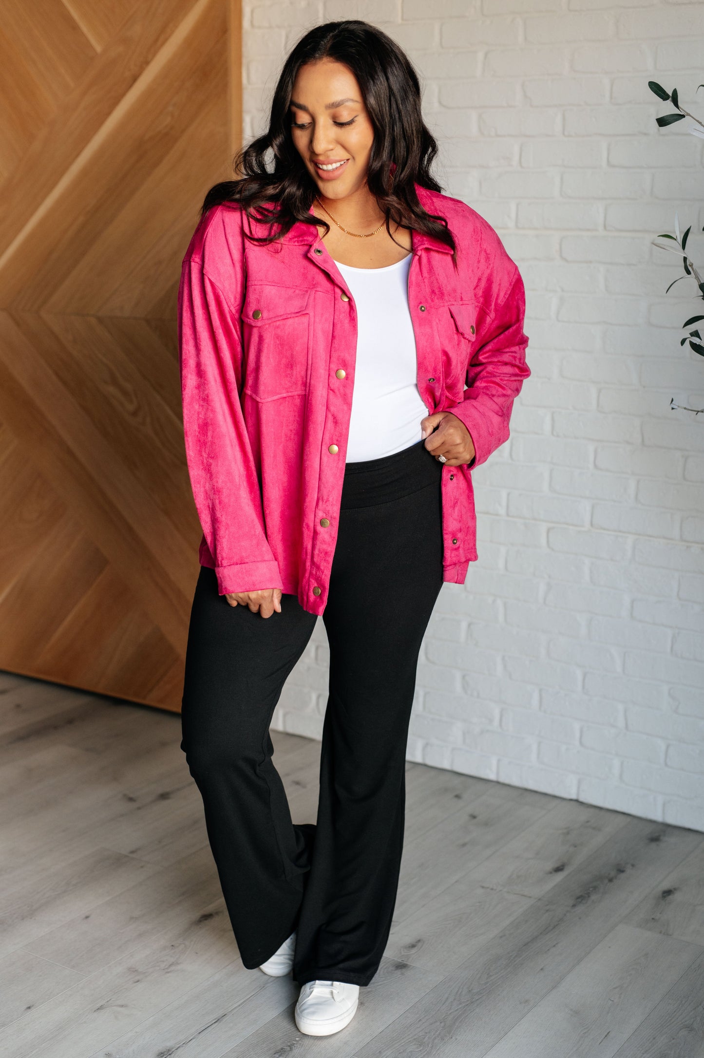 Nothing's More Amazing Faux Suede Button Down Shirt