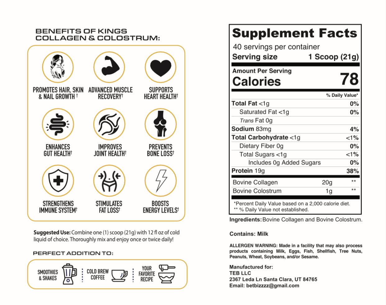 Collagen and Colostrum Anti Aging Recovery Blend