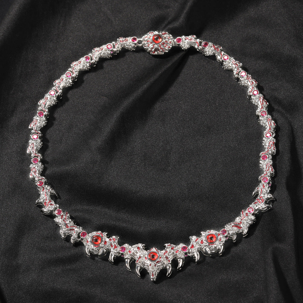 Red-eyed Thorn Diamond-encrusted Necklace Hip-hop Exaggerated Style