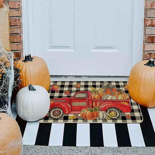 Country Striped Christmas Decorative Floor Mat Polyester Fiber