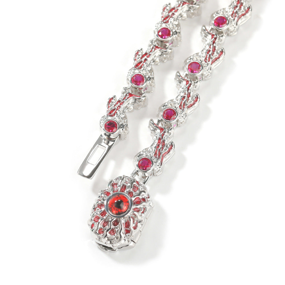 Red-eyed Thorn Diamond-encrusted Necklace Hip-hop Exaggerated Style