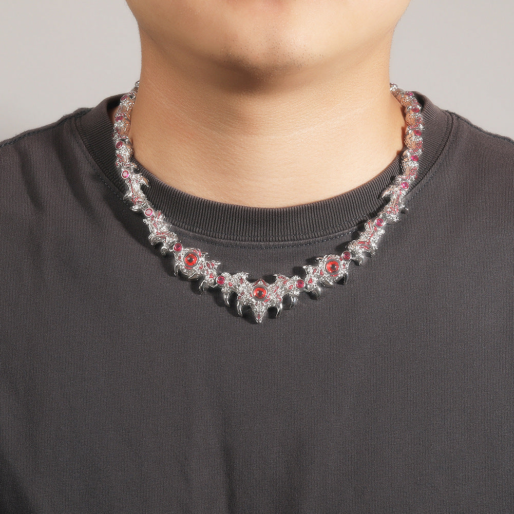 Red-eyed Thorn Diamond-encrusted Necklace Hip-hop Exaggerated Style