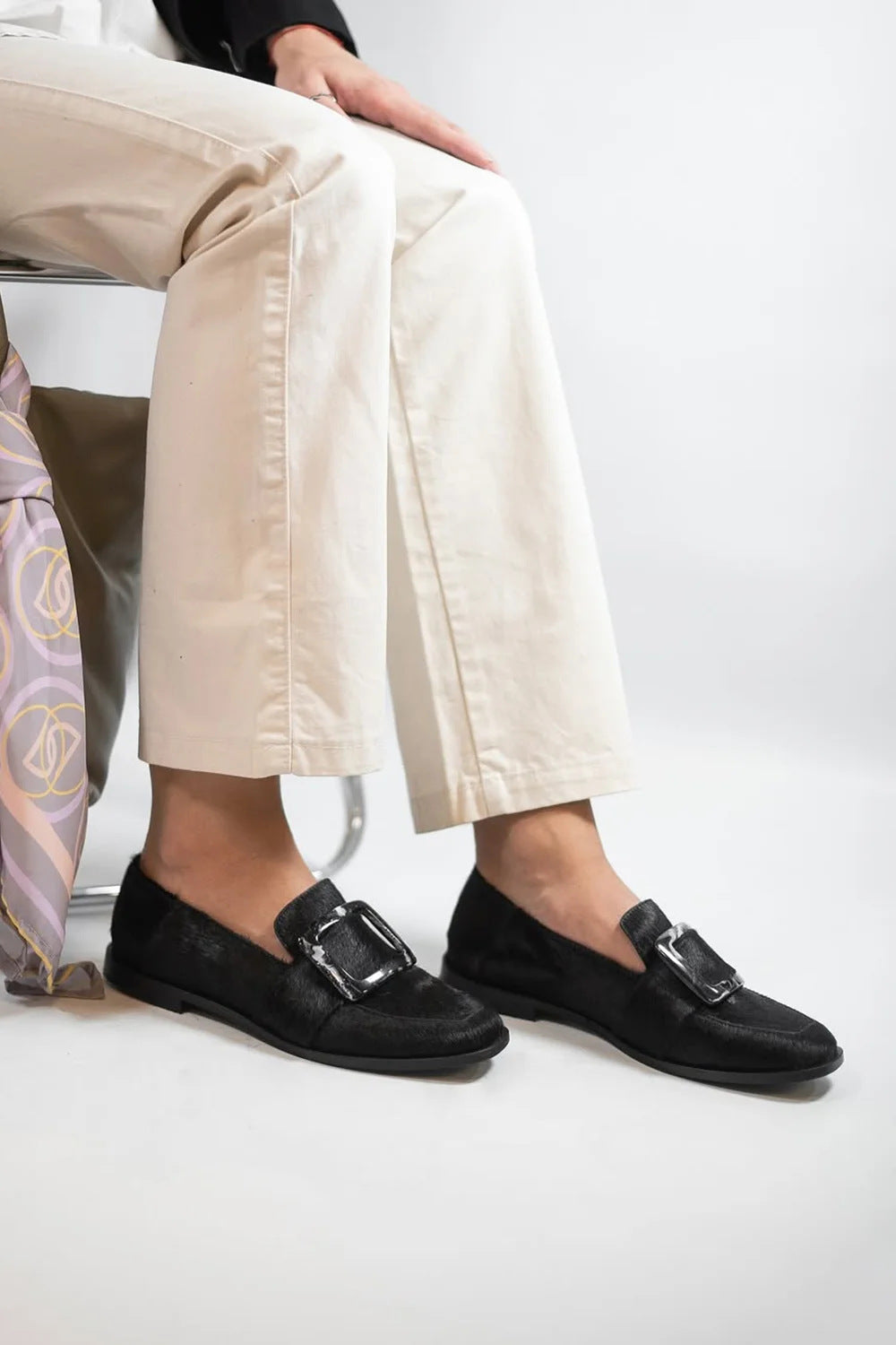 Vintage Square-Button Low-Cut Loafers Women’s Slip-On Shoes