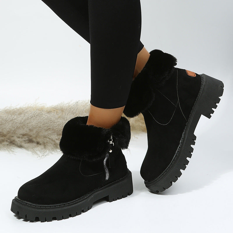 Women’s Velvet Lined Plus Size Cotton Snow Boots