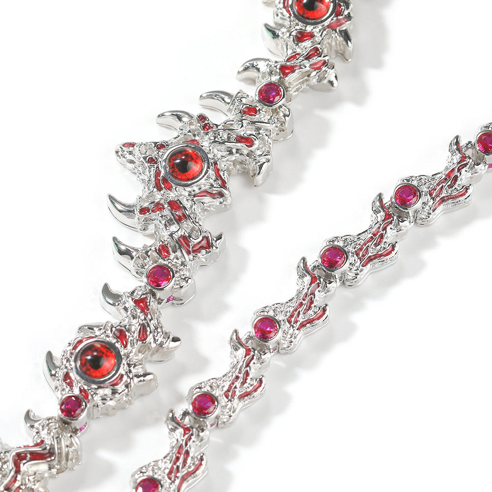 Red-eyed Thorn Diamond-encrusted Necklace Hip-hop Exaggerated Style