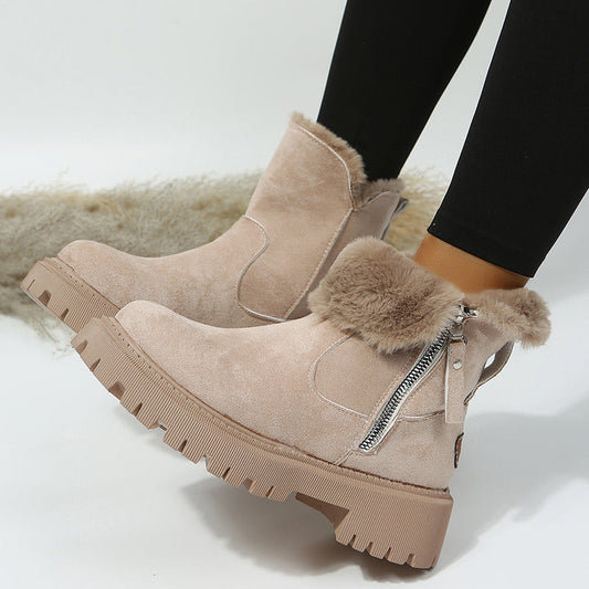 Women’s Velvet Lined Plus Size Cotton Snow Boots