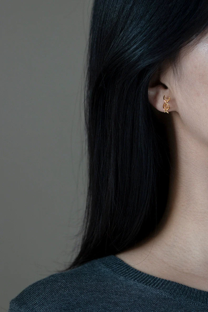 DNA 925S Silver Double Helix Stud Earrings