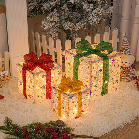 Lighted Up Luminous Christmas Gift Box Outdoor Christmas Decorations
