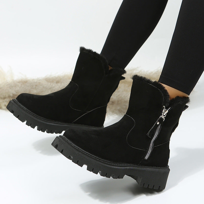 Women’s Velvet Lined Plus Size Cotton Snow Boots