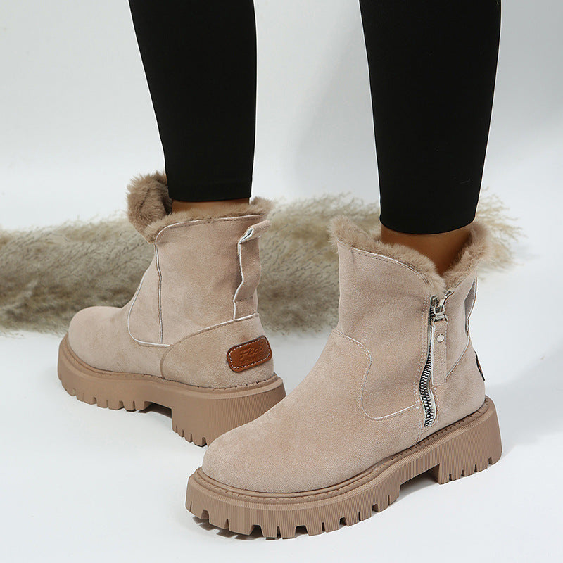 Women’s Velvet Lined Plus Size Cotton Snow Boots